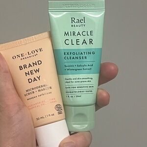 Rael Beauty Miracle Clear Exfoliating Cleanser and One Love Exfoliating Cleans